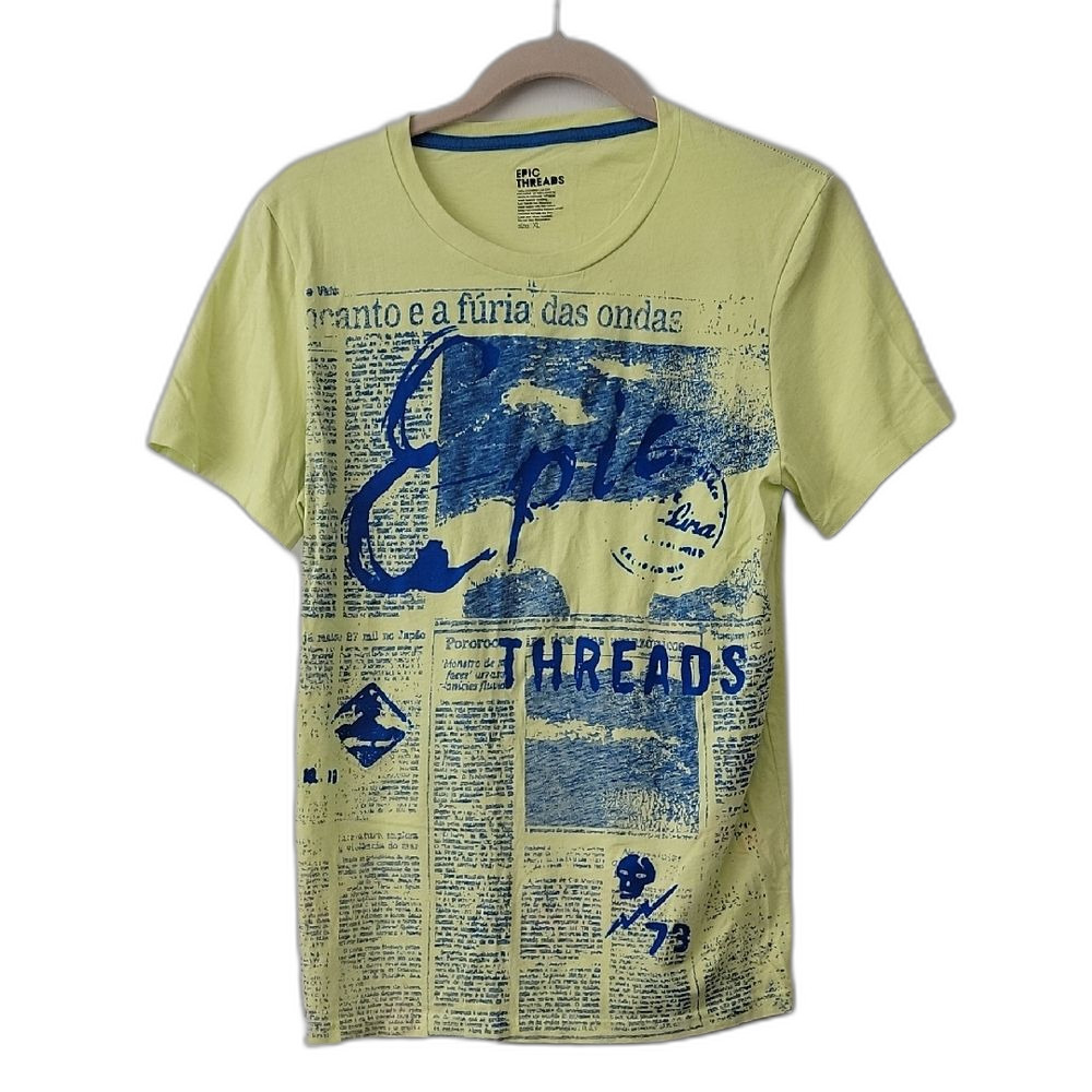 Epic Threads Neon Flocked Short Sleeve Tee Yellow Blue Size XL